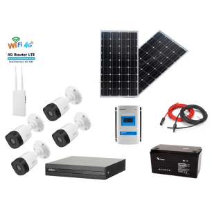 Kit Solar de 4 Camaras HD Router 4G Full Autonomo