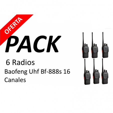 6 Radios Baofeng Uhf Bf-888s 16 Canales
