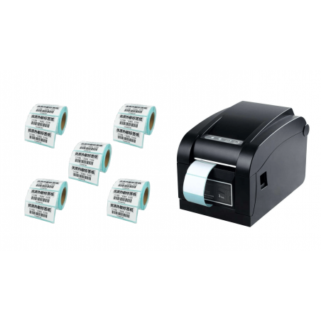 Kit Impresora Etiquetas 20mm-80mm + 5 rollos térmicos 70mm X 30mm