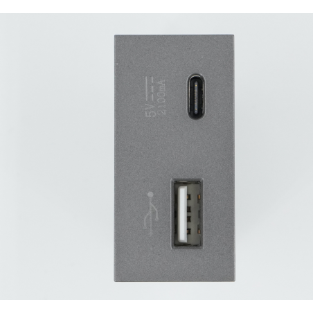 Modulo Cargador USB + tipo C Super Charge UltraSmart Style Grey