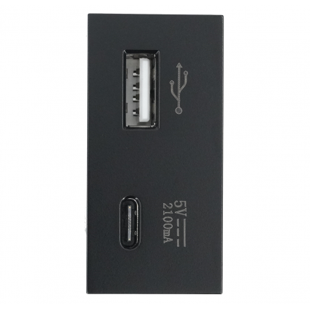 Modulo Cargador USB + tipo C Super Charge UltraSmart Crystal Black