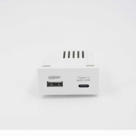 Modulo Cargador USB + tipo C Super Charge UltraSmart Style White