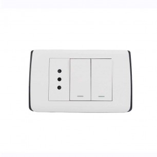 Tomacorriente Simple 10/16A + Interruptor Doble UltraSmart Style White