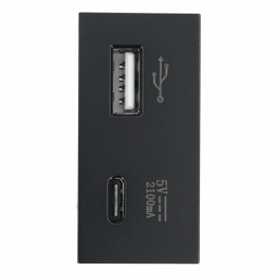 Modulo Cargador USB + tipo C Super Charge  Black