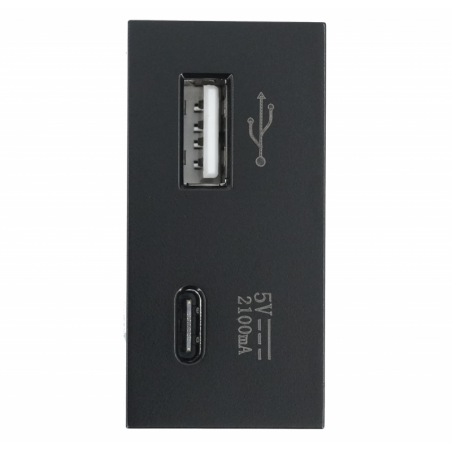 Modulo Cargador USB + tipo C Super Charge  Black