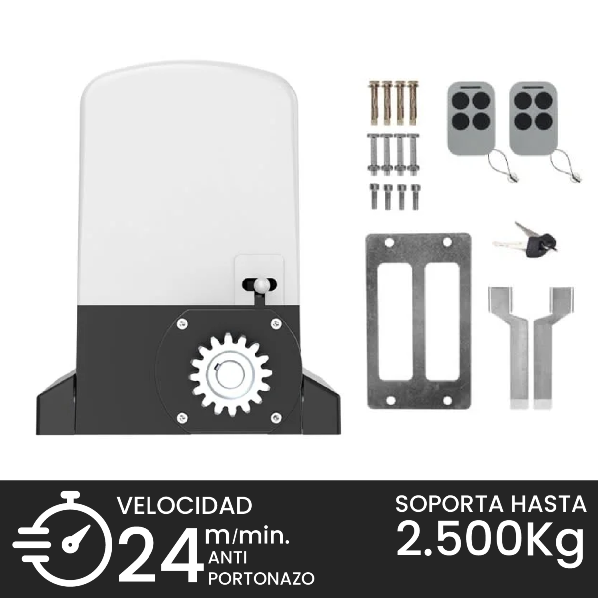 Kit Motor Porton Corredera 2500KG Uso Condominio
