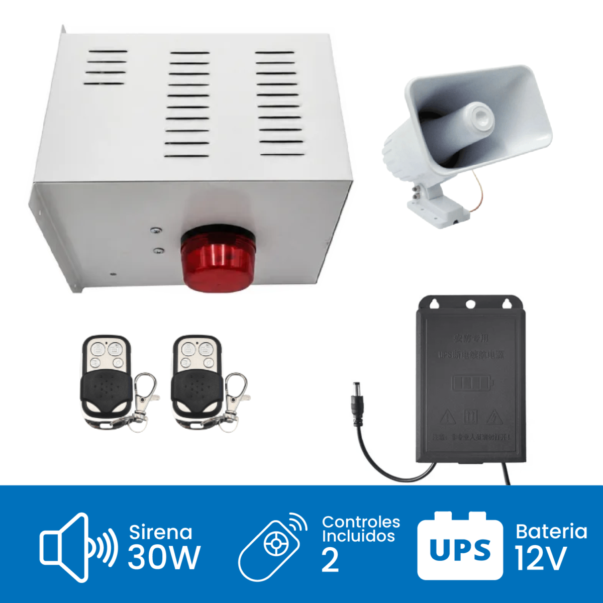 Alarma Comunitaria 30W 130DB con UPS de Respaldo