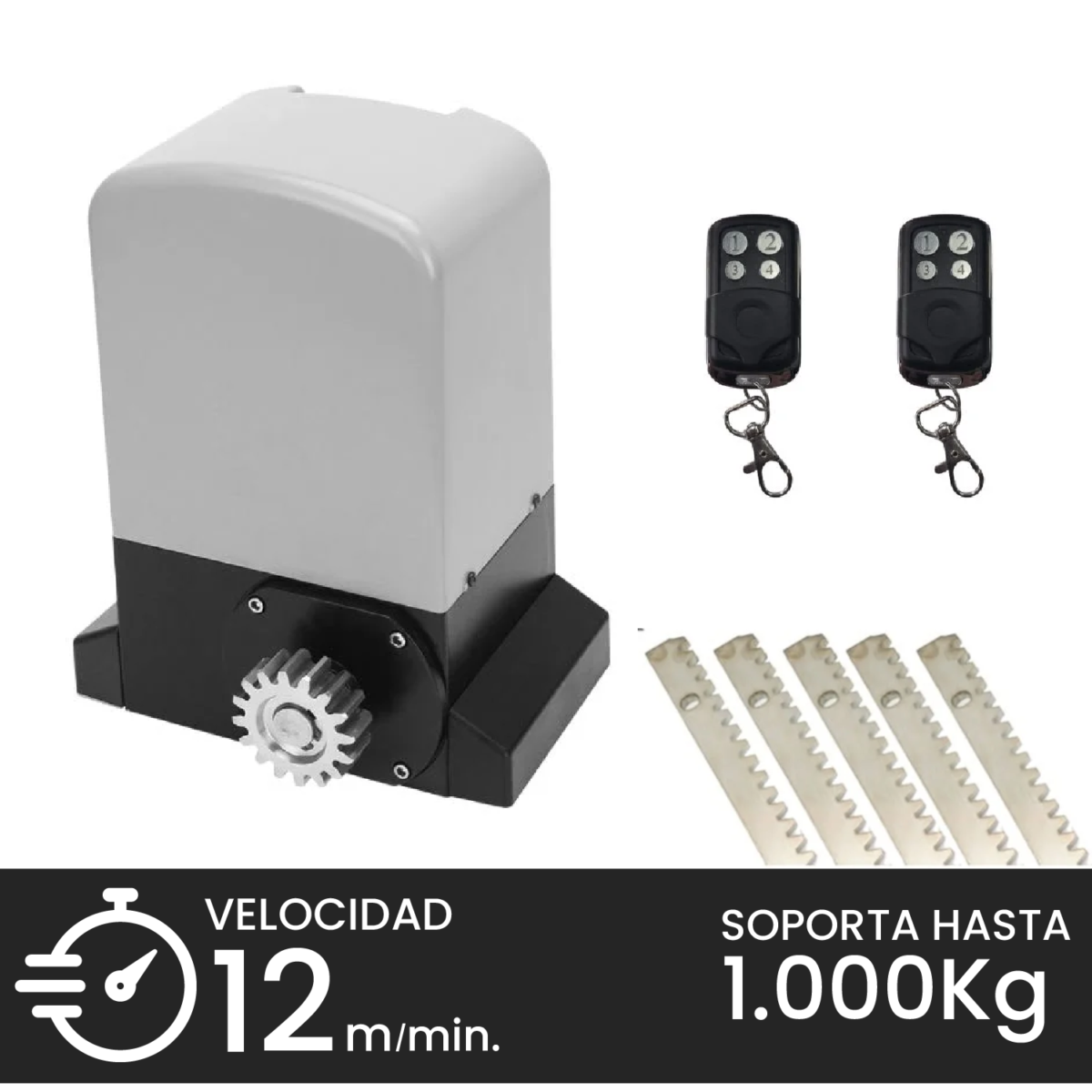 Kit Motor Porton Corredera 1000KG + 5M Cremallera