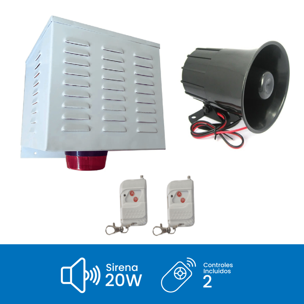Alarma Comunitaria 20W 120DB con 2 Controles