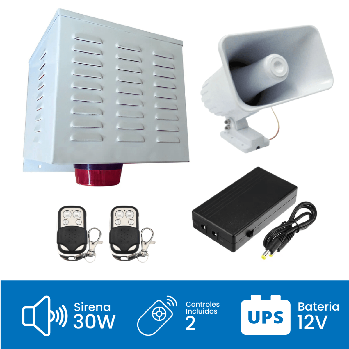 Alarma Comunitaria 30W 130DB con UPS de Respaldo