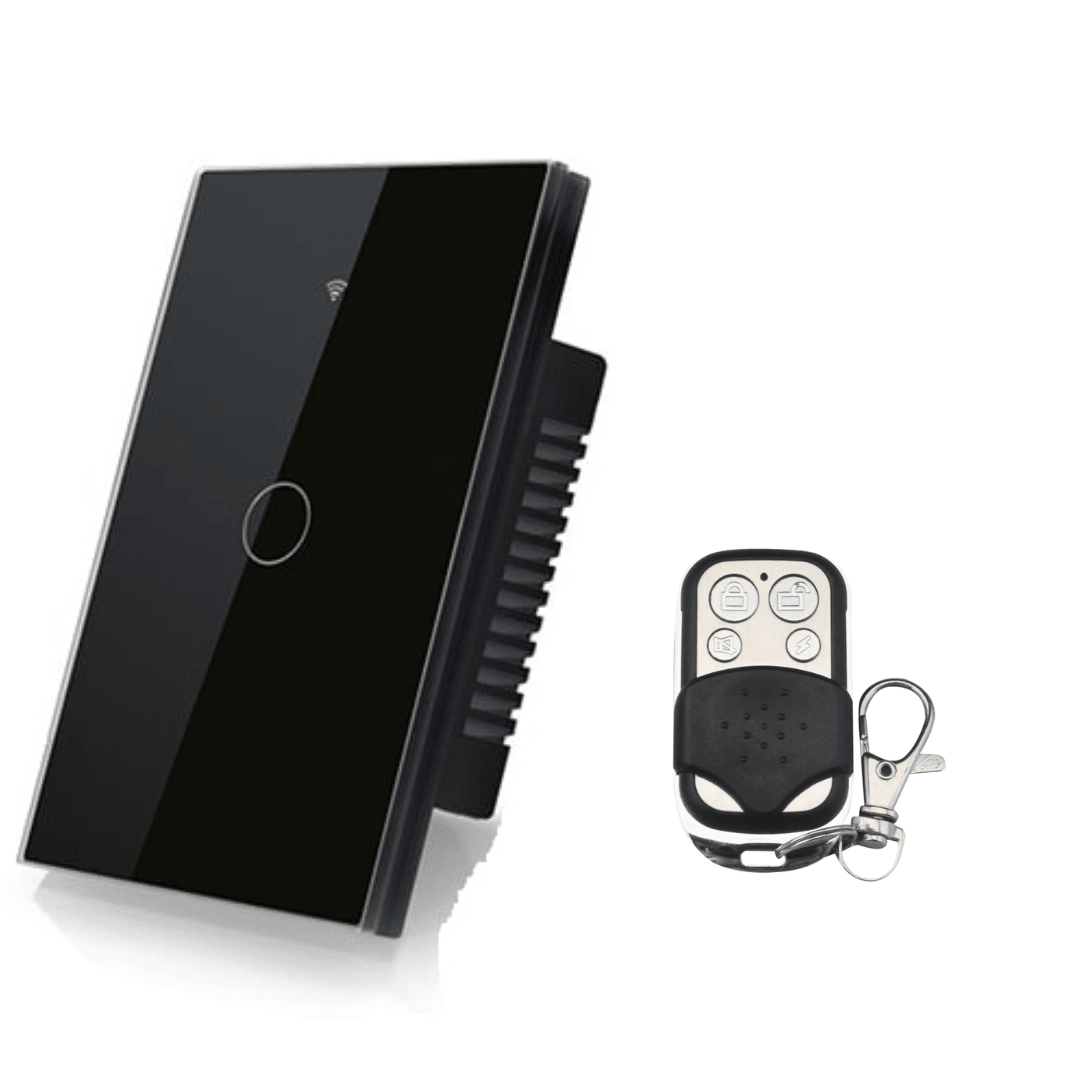 Interruptor Eléctrico Touch Crystal 1 Canal Negro + Control Remoto