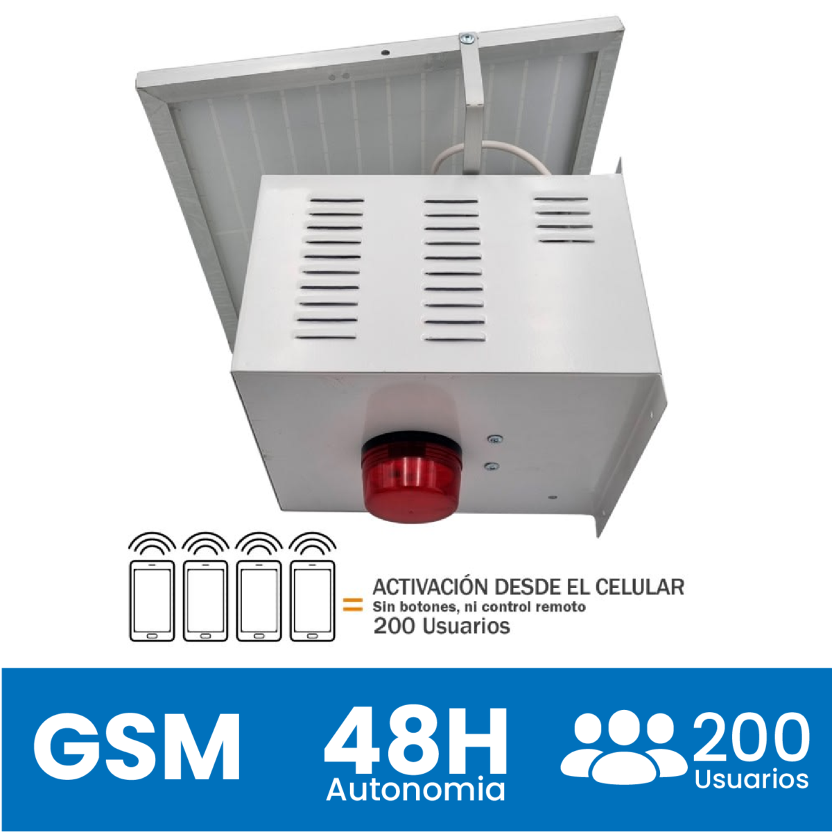 Alarma Comunitaria Gsm Solar 200 Usuarios 30W