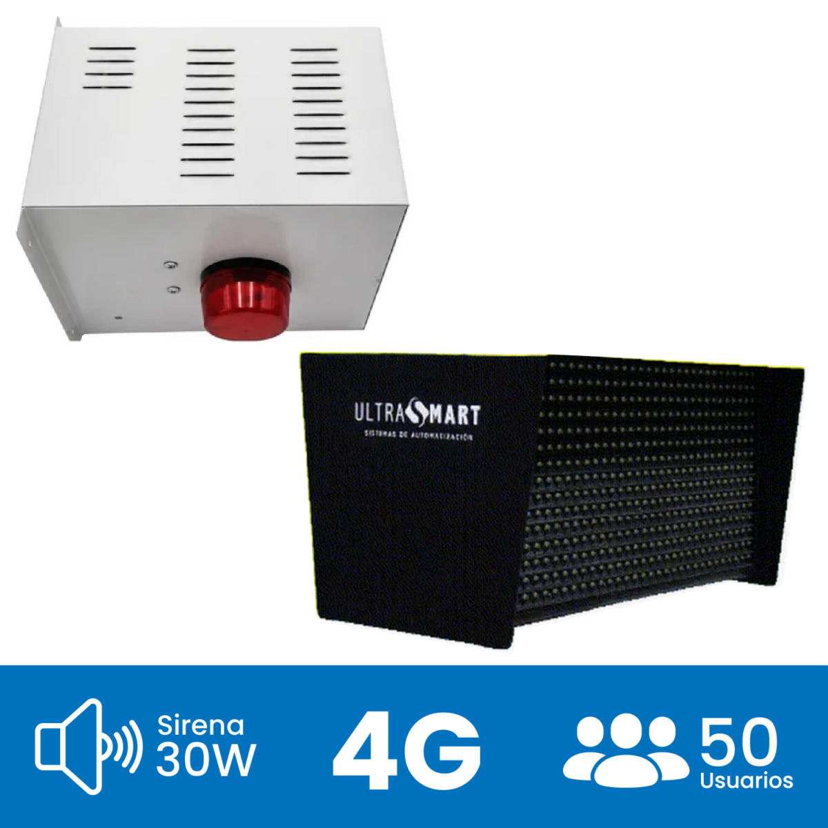 Alarma Comunitaria con Doble Display 4G + RF y Sirena de 30W