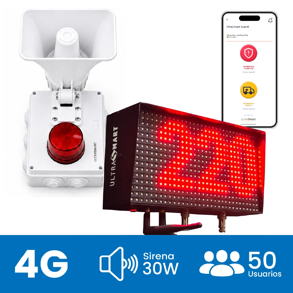 Alarma Comunitaria Ultrasmart SOS 4G+WIFI+RF con Visor y App