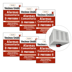 Pack 6 Cartel Alarma Placa Disuasiva A. Comunitaria