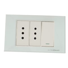 Tomacorriente 10A Doble + Interruptor 9/24 Crystal White