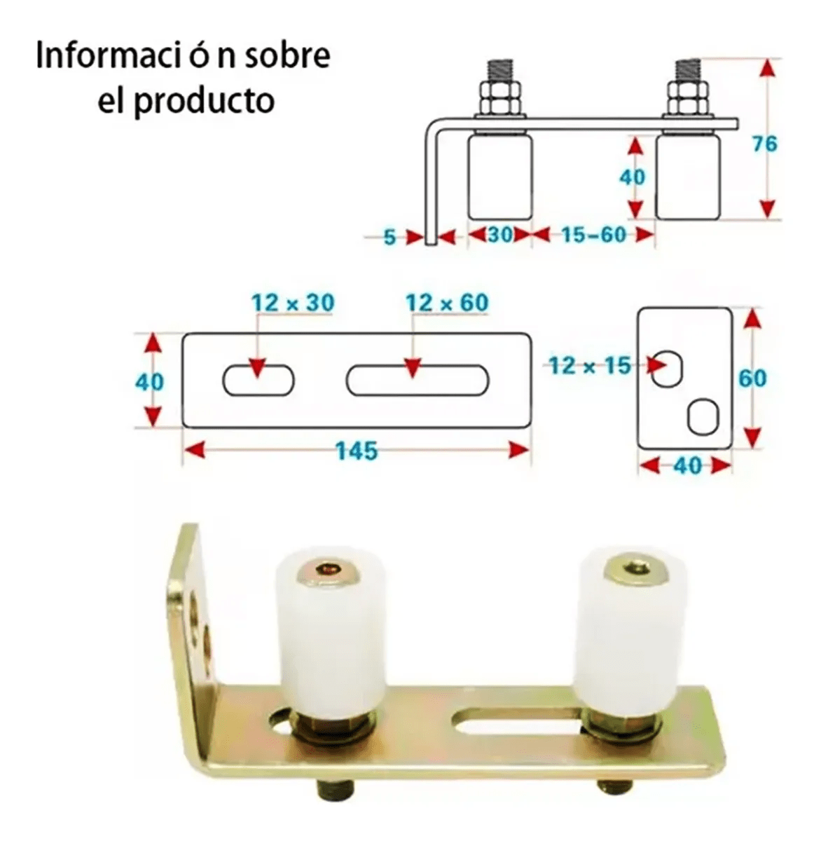 Guía Soporte Ajustable Para Portón Corredizo Nylon - Imagen 3