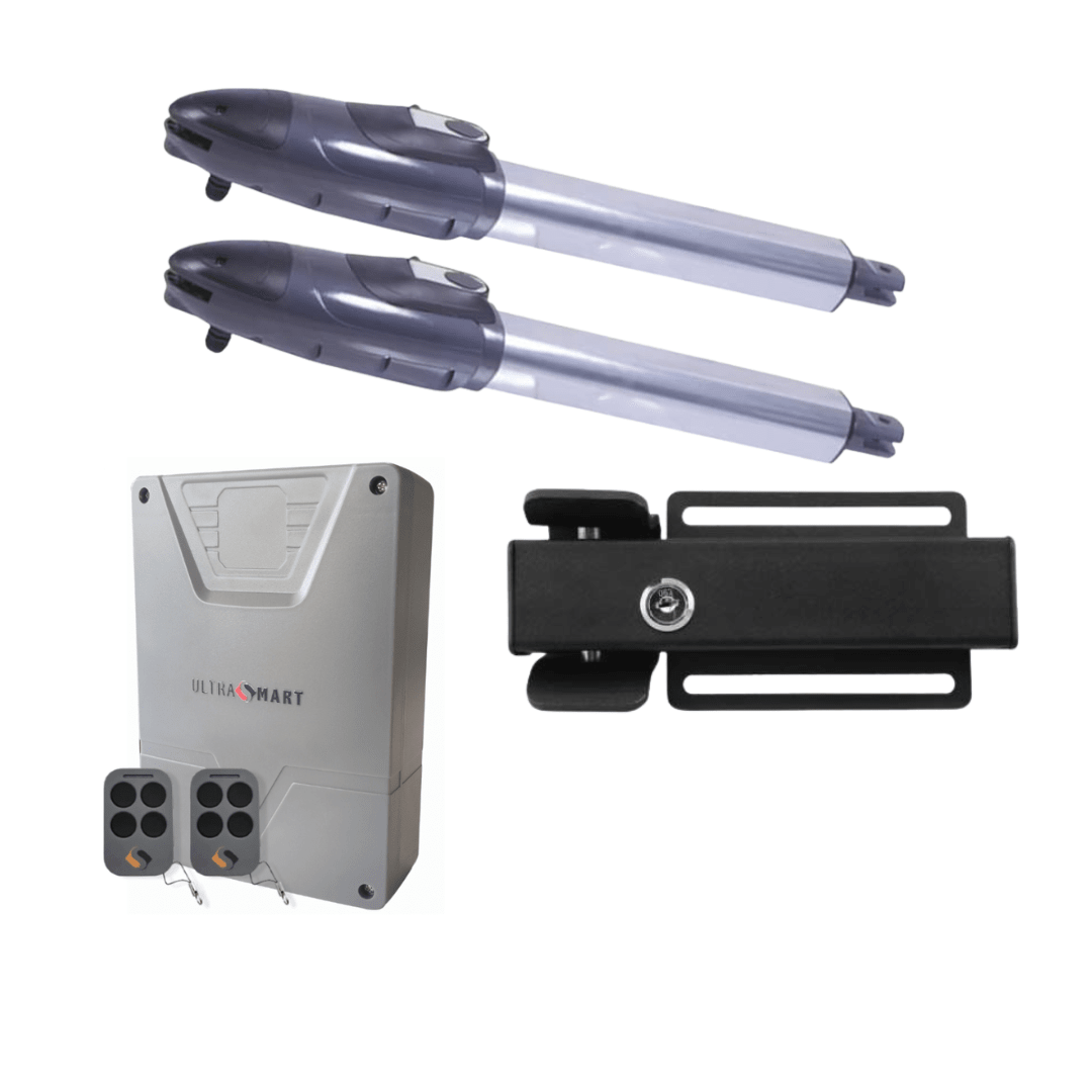 Kit 2 Brazo Motor Batiente Condominio Uso Intenso 350KG 3.5MT + Cerradura
