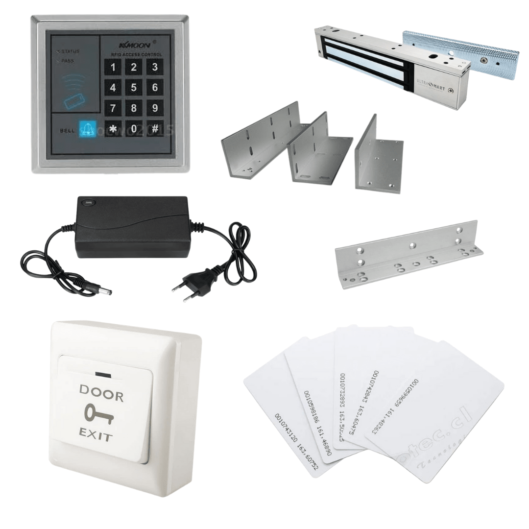 Control De Acceso Con Cerradura 280 Kilos Con Soporte L / Z, Mas Botón EXIT (Fuente Poder Laptop) Kit 5