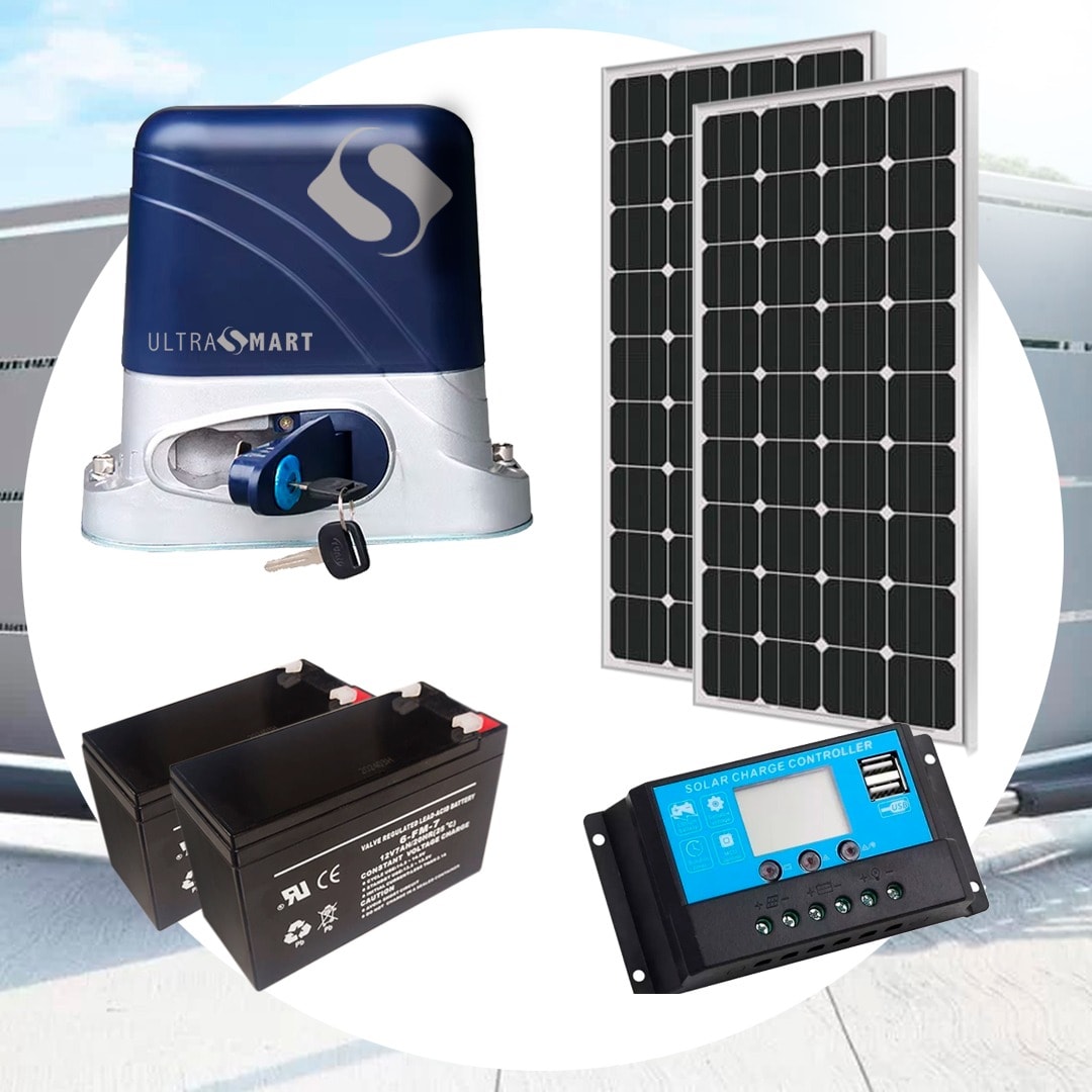 Kit Motor Portón Corredera Solar 12 Ciclos UltraSmart
