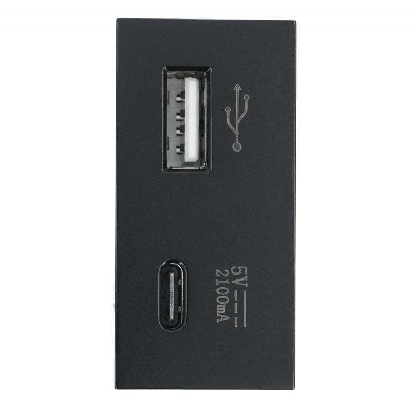 Modulo Cargador USB + tipo C Super Charge Black
