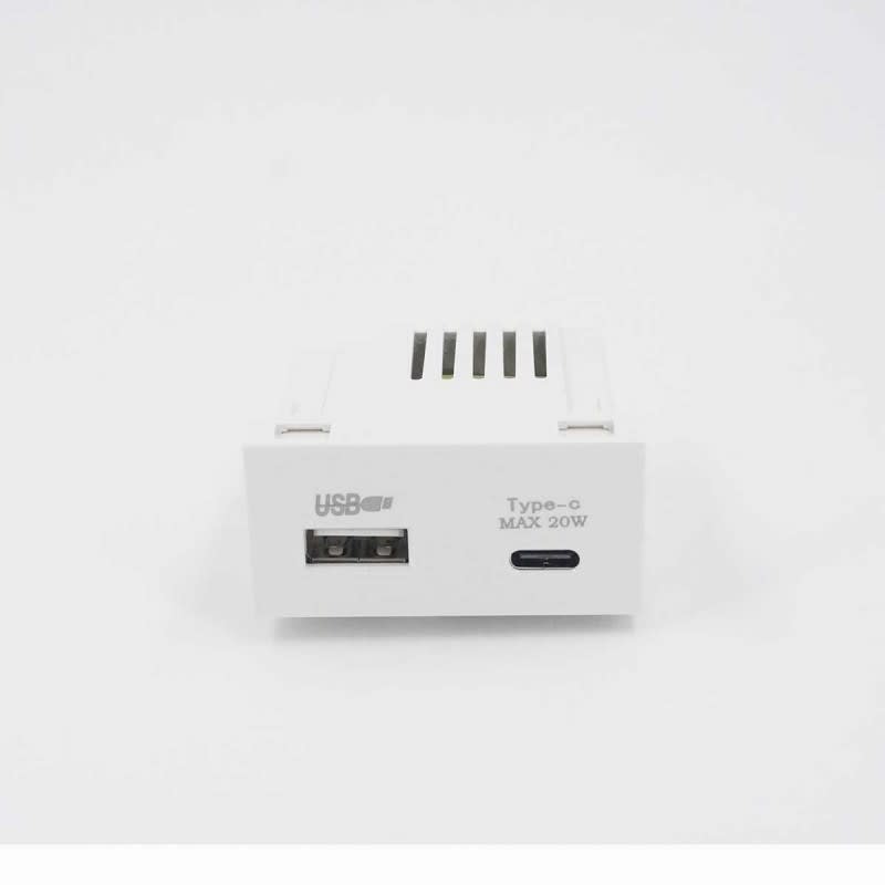 Modulo Cargador USB + tipo C Super Charge UltraSmart Style White