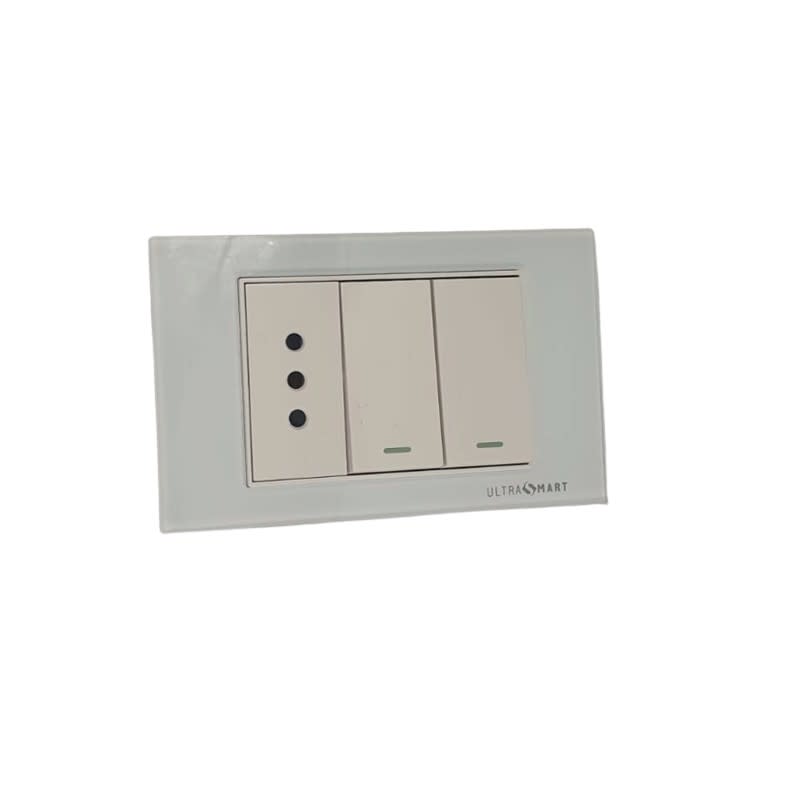 Tomacorriente 10A Simple + Interruptor 9/24 Doble Crystal White