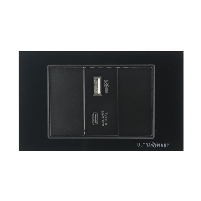 Cargador Usb Muro + tipo C Super Charge UltraSmart Style Crystal Black