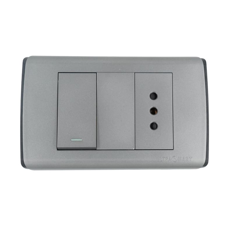 Conmutador Simple 9/24 + Tomacorriente Simple UltraSmart Grey