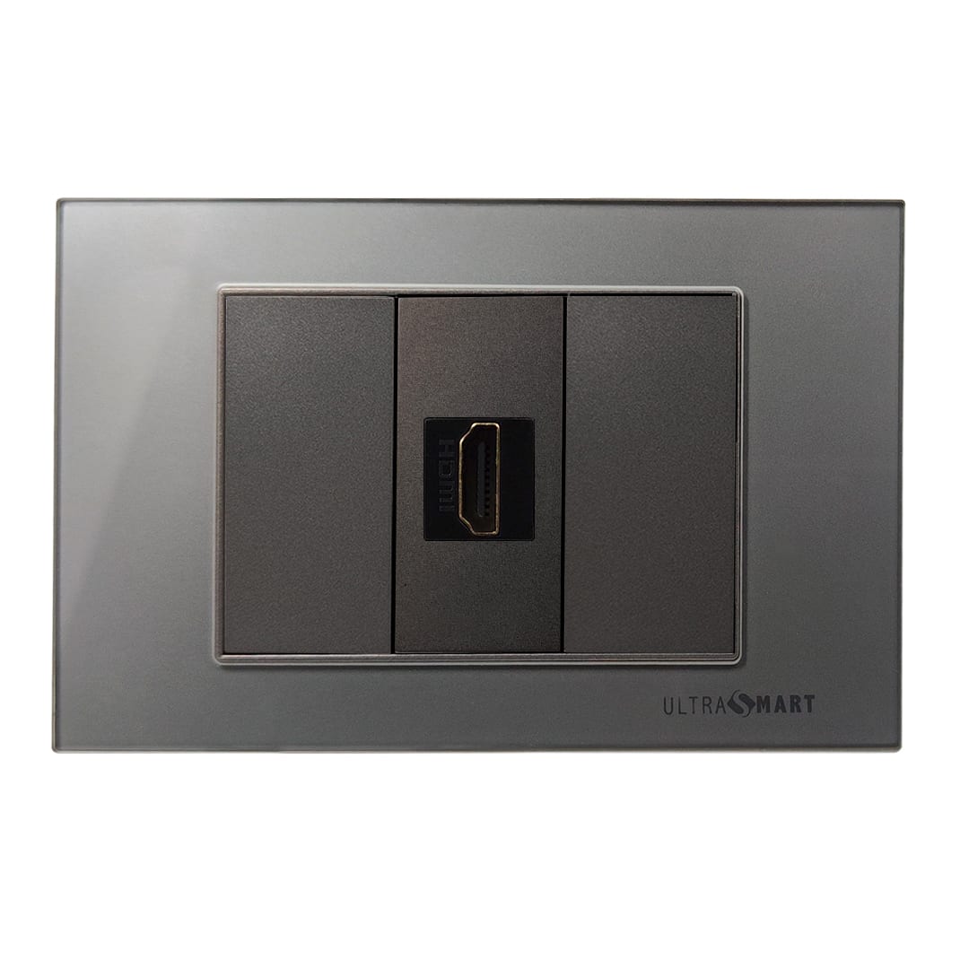 Placa de Muro 1 Puerto HDMI Linea Crystal Grey
