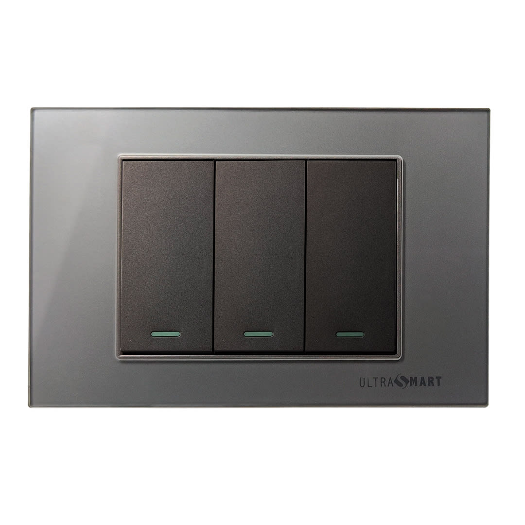 Interruptor Simple + Conmutador Doble 9/24 Linea Crystal Grey
