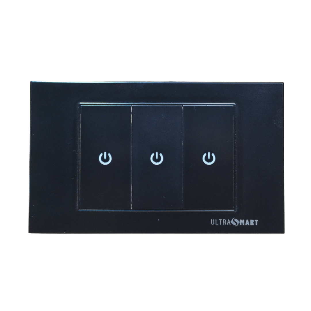 Interruptor Inteligente WiFi Pulsador Físico Negro – Triple (3 Módulos) UltraSmart