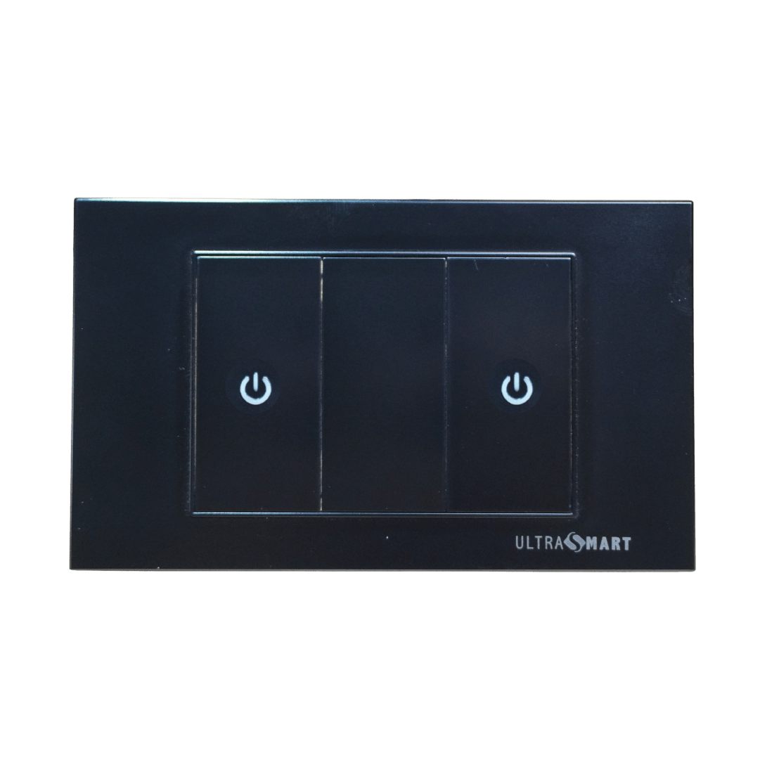 Interruptor Inteligente WiFi Pulsador Fisico Negro – Doble (2 Modulos)