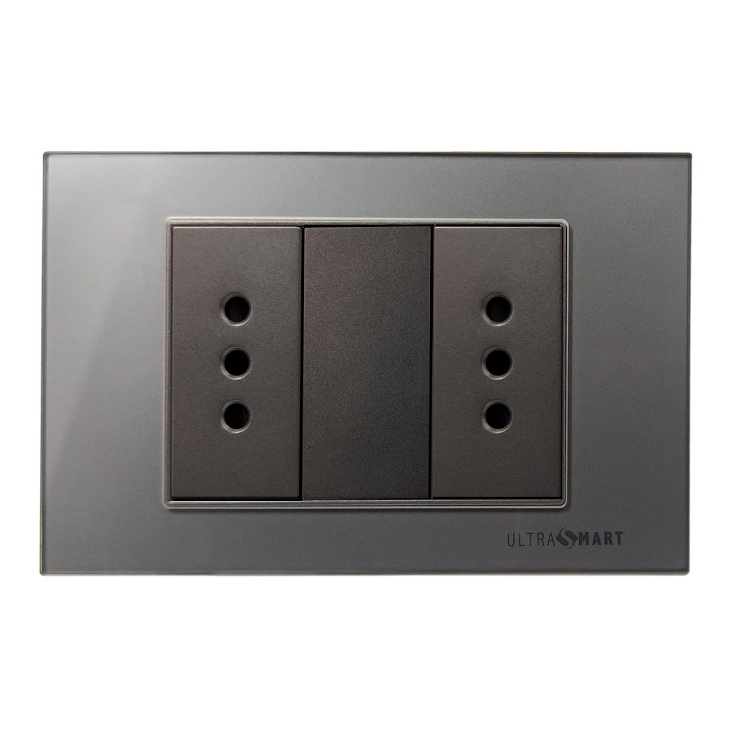 Tomacorriente Doble 10A Linea Crystal Grey
