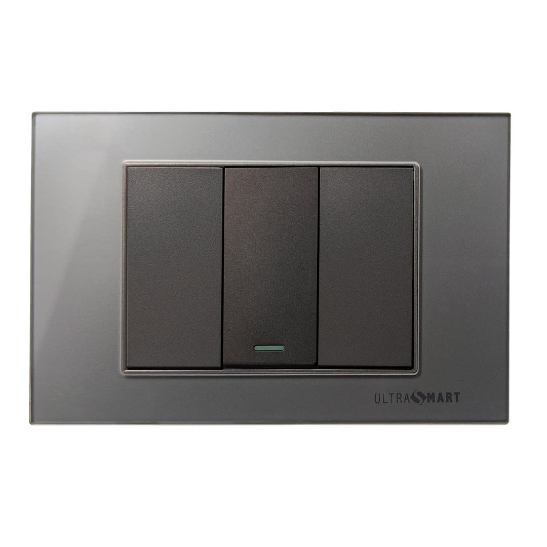Interruptor Conmutador Simple 9/24 UltraSmart Linea Crystal Grey