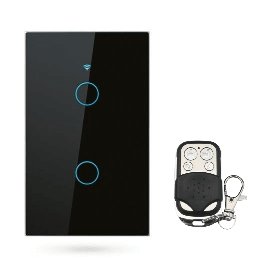 Interruptor Eléctrico Touch Crystal 2 Canales Negro + Control Remoto