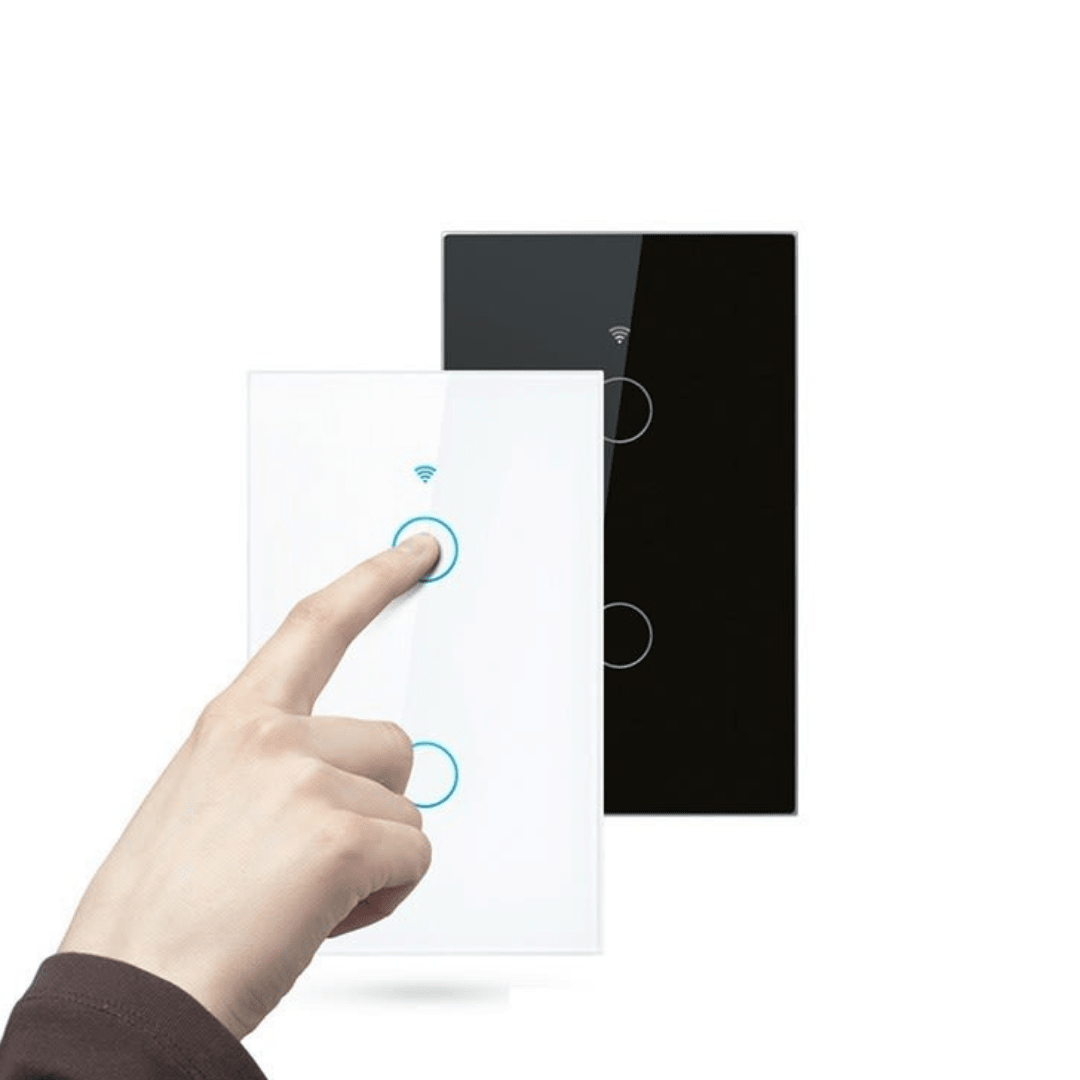 Interruptor Eléctrico Touch Crystal 2 Canales Blanco + Control Remoto