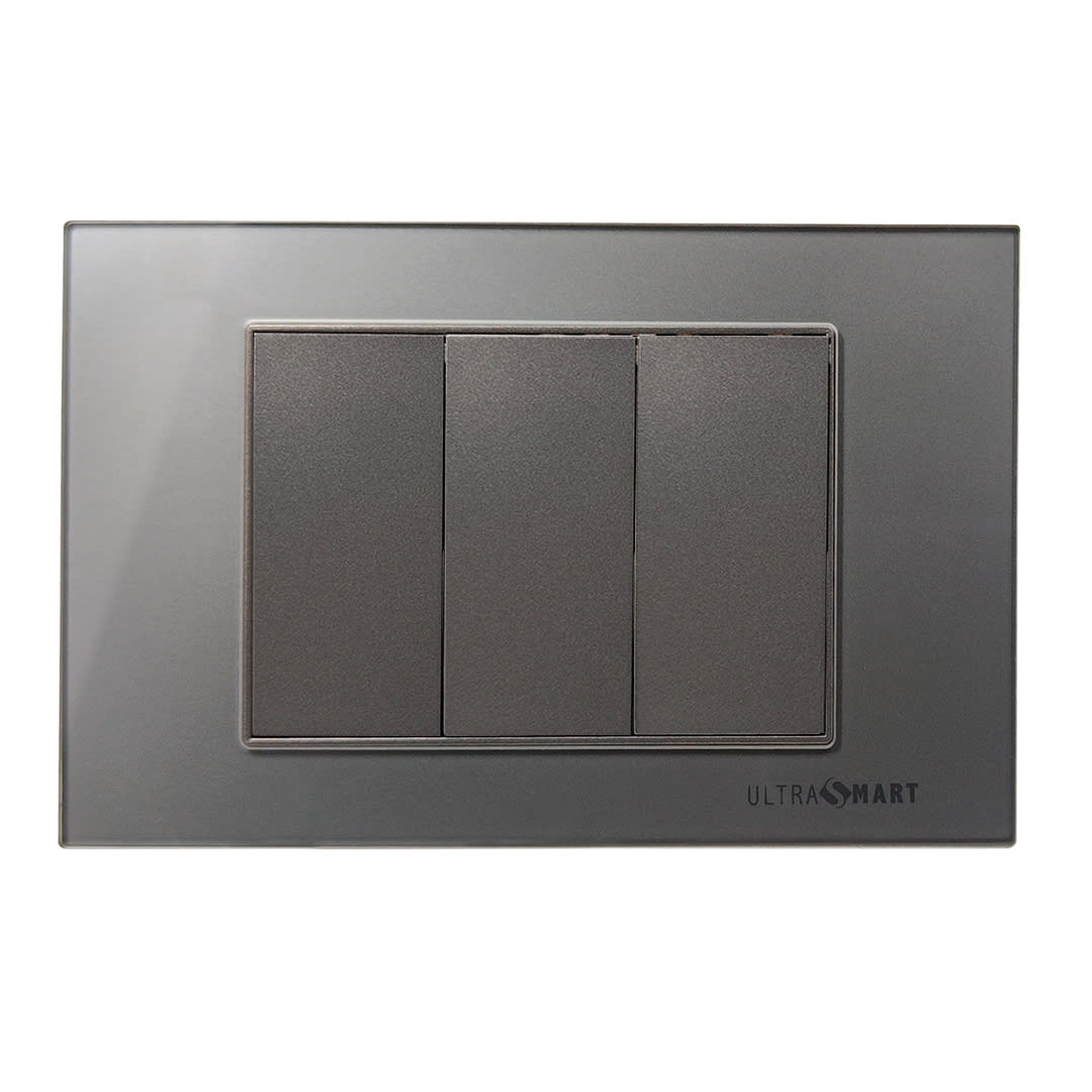 Tapa doble triple enchufe o interruptor UltraSmart Línea Crystal Grey