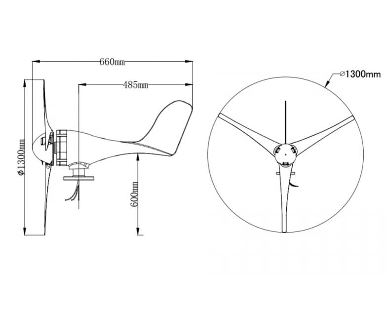 Turbina Eolica Generador Con Viento 400w 24v - Imagen 2