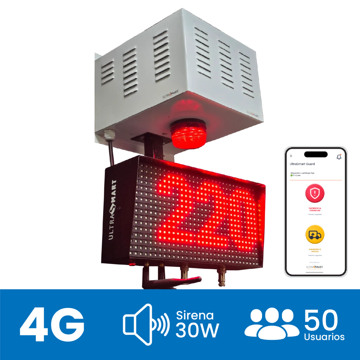 Alarma Comunitaria Ultrasmart SOS 4G+WIFI+RF con Visor y App
