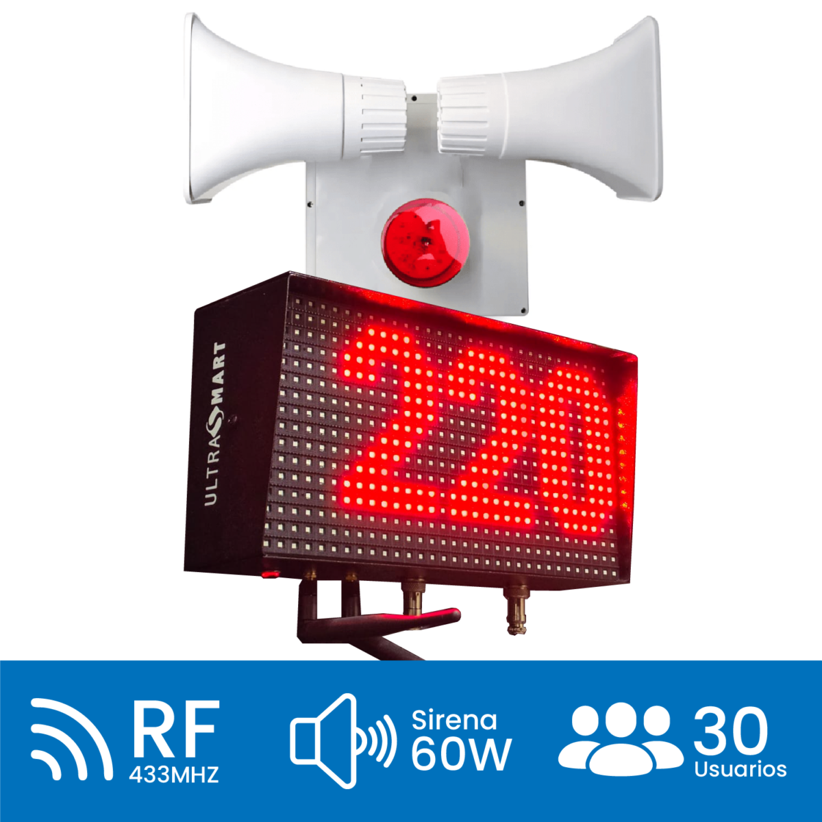 Alarma Comunitaria Ultrasmart SOS con Visor, RF y Sirena de 60W