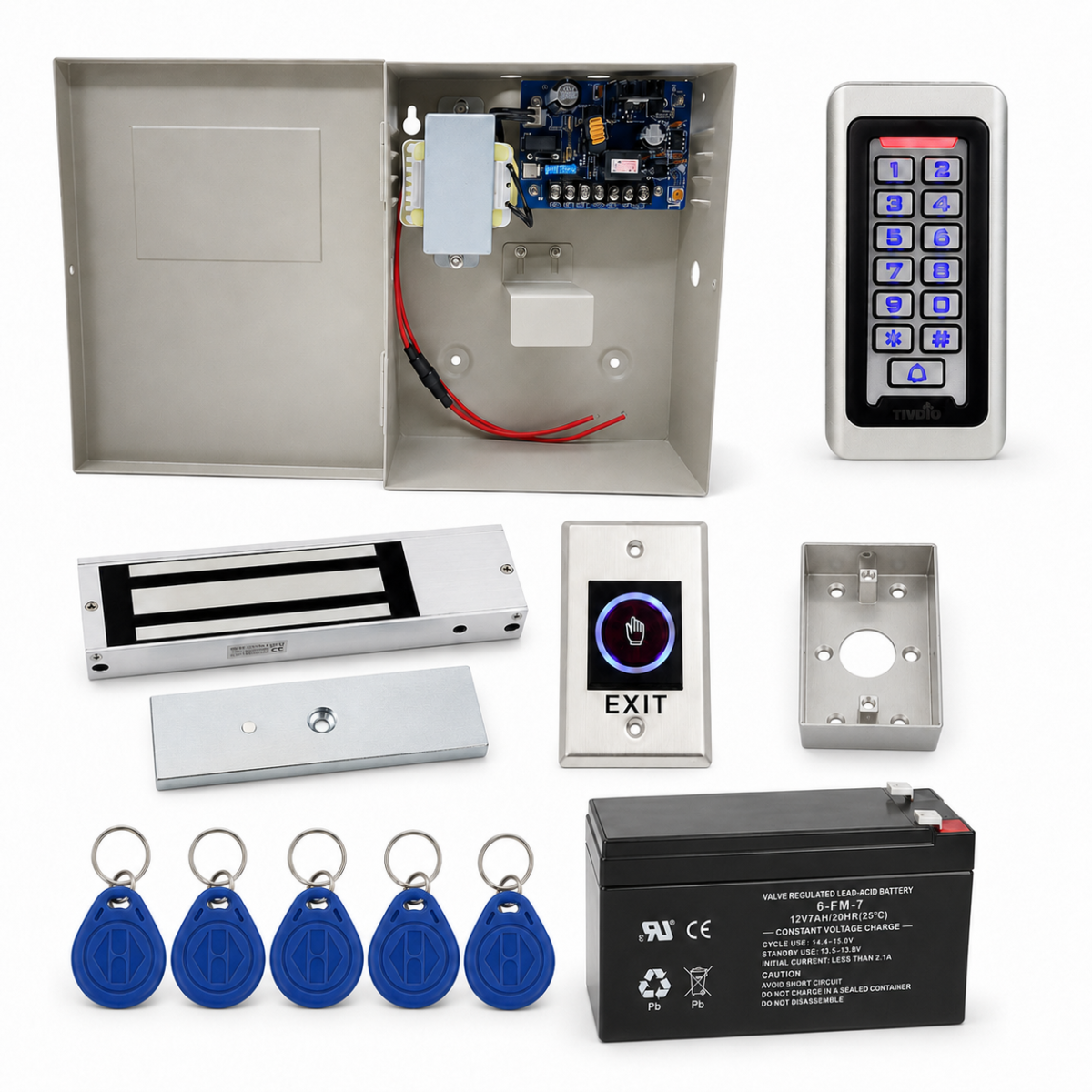 Kit Control de Acceso con Cerradura 500KG + Bateria de Respaldo