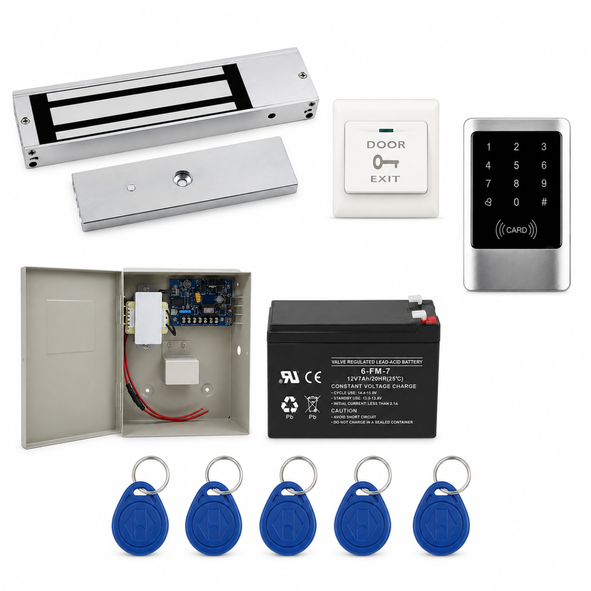 Kit Control de Acceso con Cerradura 500KG + Bateria de Respaldo