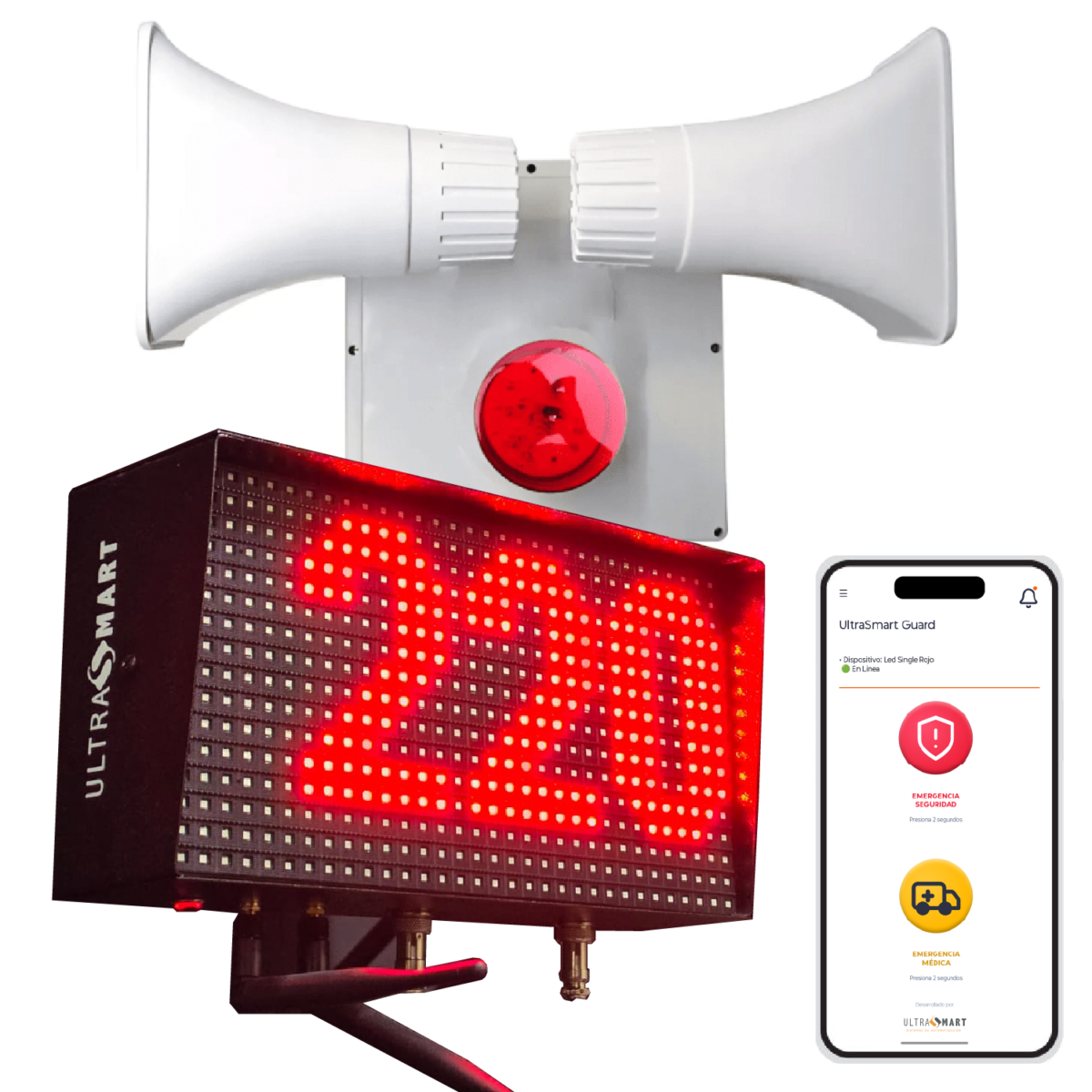 Alarma Comunitaria Ultrasmart SOS 4G con Visor, App y Sirena 60W